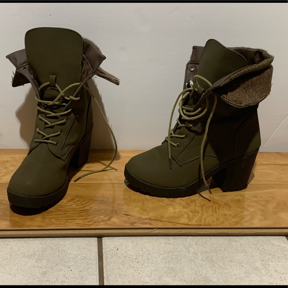 Heeled Combat Boots Size 7